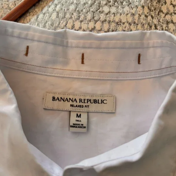 Banana Republic Relaxed Fit Washed Cotton Poplin Shirt. Ize Medium Tall.  NWT - Picture 3 of 7